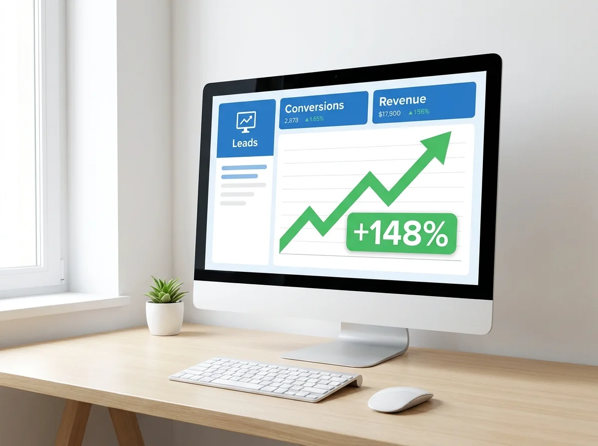 A rising performance graph on screen