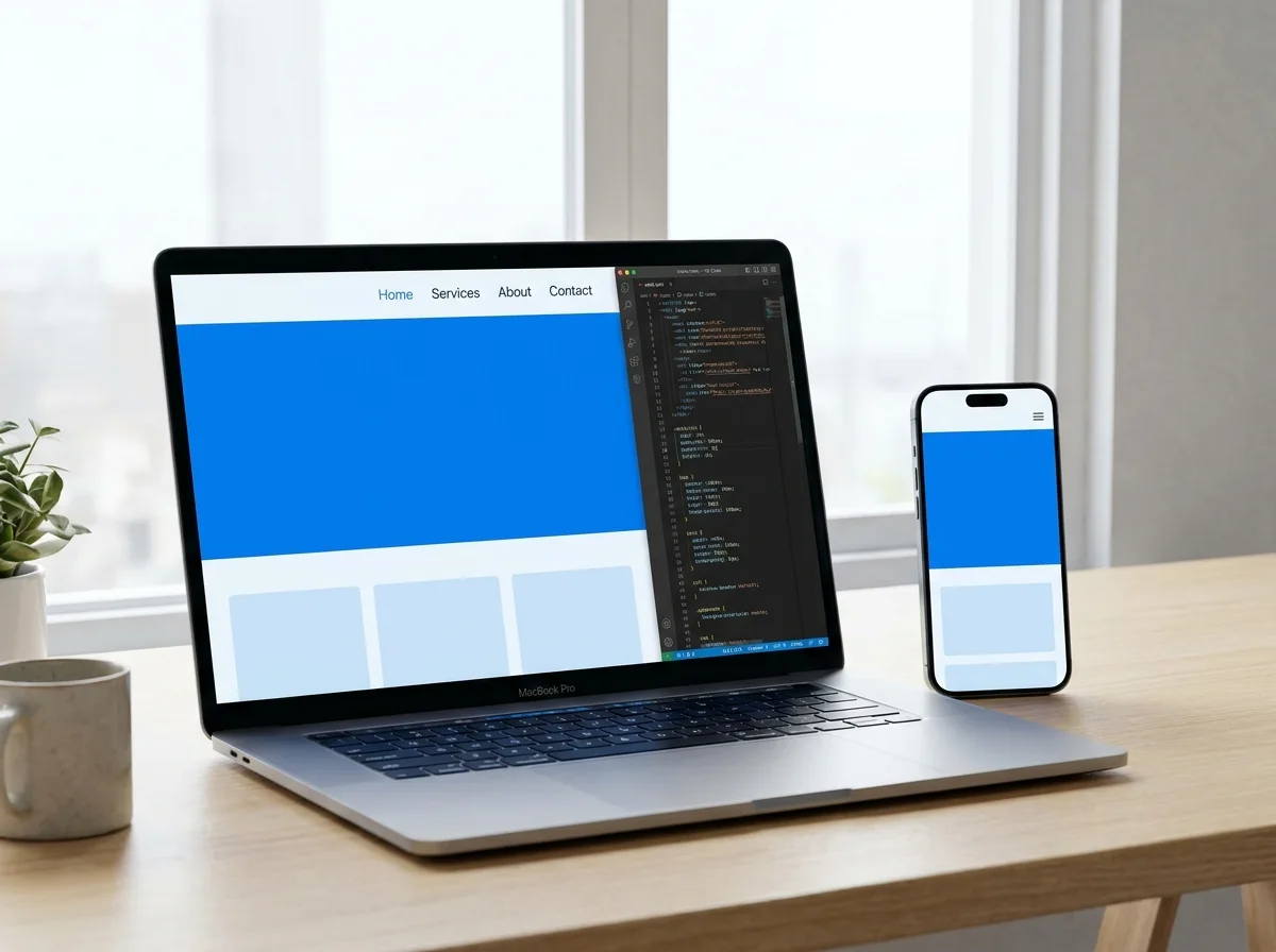 Modern responsive website being designed